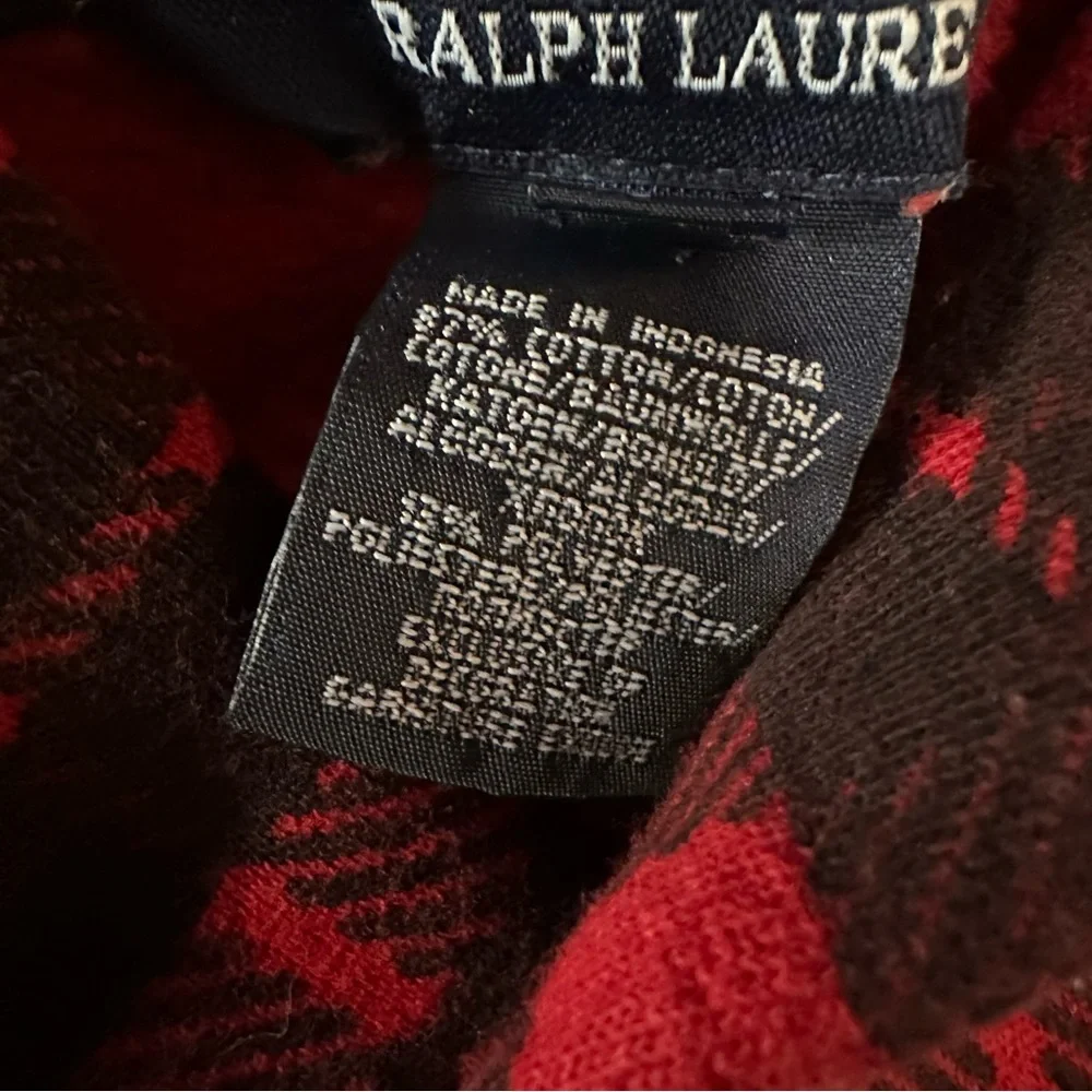 Ralph Lauren red black plaid shawl collared ruffled dress toddler 18 mo girls